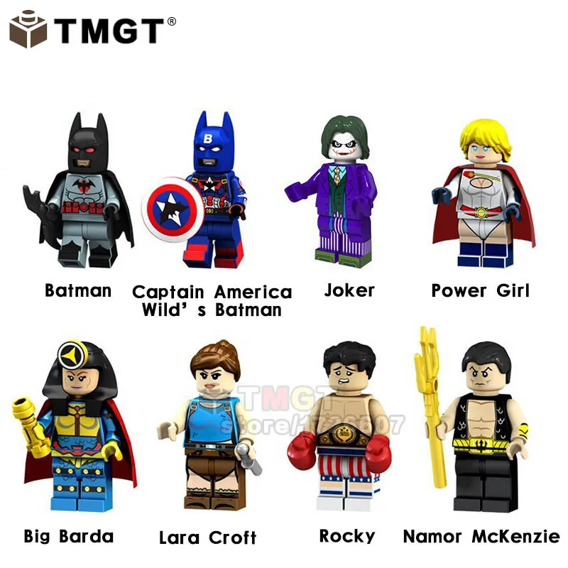 20PCS/LOT Caption America Wild's Batman Joker Power Girl Barde lara Croff Rocky Namor Mckenzie Building Blocks Kids Toys
20PCS/LOT Caption America Wild's Batman Joker Power Girl Barde lara Croff Rocky Namor Mckenzie Building Blocks Kids Toys