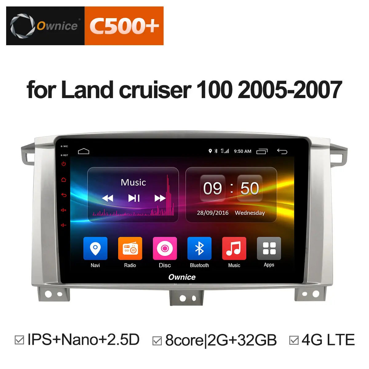 

Ownice C500+ G10 Android 8.1 Octa Core RAM 2GB 32G ROM Car dvd player for Toyota Land cruiser 100 GPS Navi Radio Headunit 4G LTE