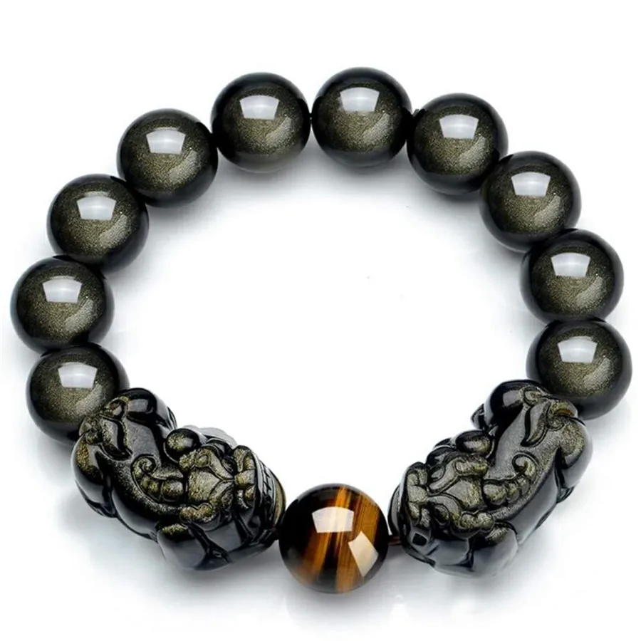 16mm Jewelry Bracelet Black Obsidian Natural Stone Couple Pixiu Bracelets For Men And Women
16mm Jewelry Bracelet Black Obsidian Natural Stone Couple Pixiu Bracelets For Men And Women