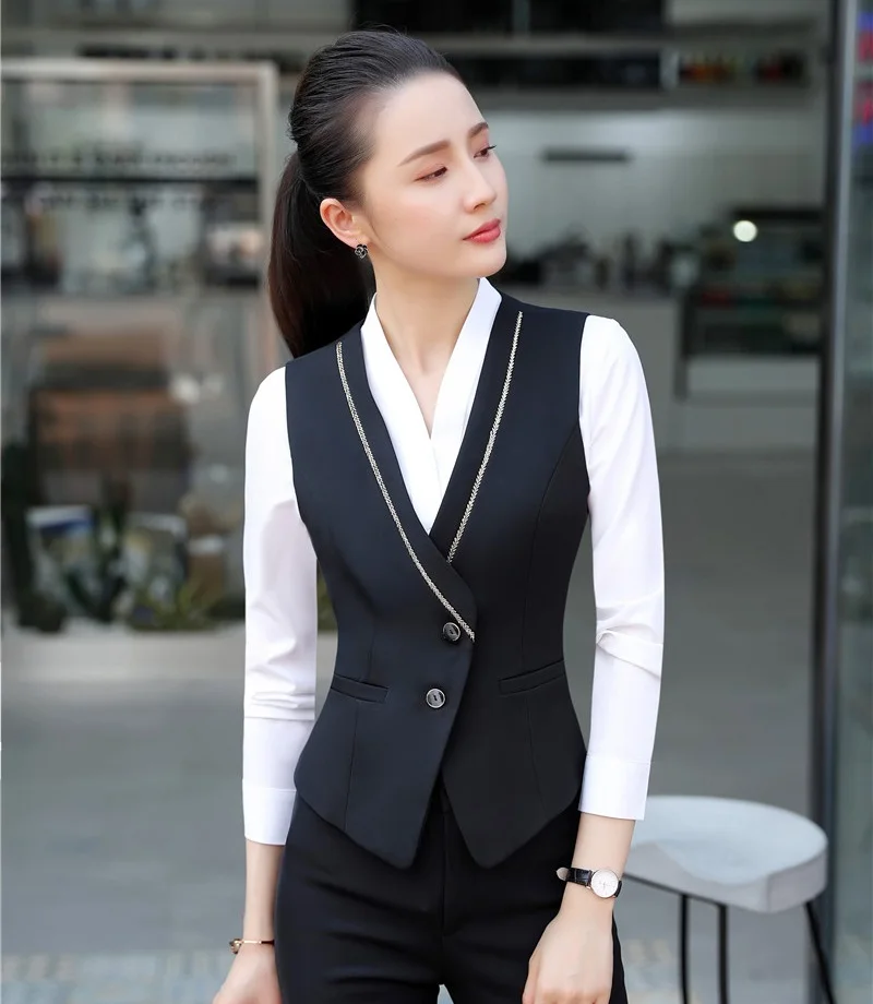 Fashion Women Waistcoat & Vest Black Ladies Work Wear Female Business Clothes Office Uniform Styles
Fashion Women Waistcoat & Vest Black Ladies Work Wear Female Business Clothes Office Uniform Styles