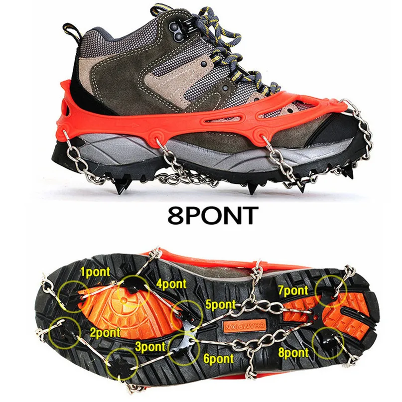 8 Teeth Crampons Hiking Shoes Snow Spikes Skidproof Shoe Covers Ice Climbing Hiking Snow Chain Studs Claws For Climbing #3J#F
8 Teeth Crampons Hiking Shoes Snow Spikes Skidproof Shoe Covers Ice Climbing Hiking Snow Chain Studs Claws For Climbing #3J#F