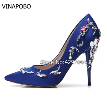 Spring New Metal Flower Embellished High Heels Dress Wedding Patry Shoes Ladies Sexy Pointed Toe Woman Slip-on metal leaf Pumps
Spring New Metal Flower Embellished High Heels Dress Wedding Patry Shoes Ladies Sexy Pointed Toe Woman Slip-on metal leaf Pumps