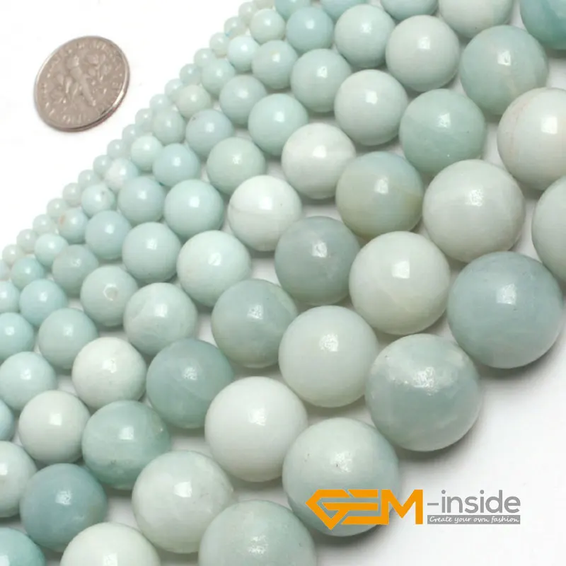 

Gem-inside 8mm 10mm 12mm Round Blue Amazonite Beads Natural Stone Beads DIY Loose Beads For Jewelry Making Strand 15" Wholesale!