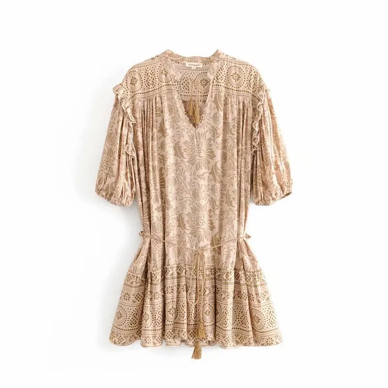 2019 Women Vintage Floral Print Ruffles Mini Dress Summer Half Sleeve V neck Tassel Lace-up Short Dresses Female vestidos#A015
2019 Women Vintage Floral Print Ruffles Mini Dress Summer Half Sleeve V neck Tassel Lace-up Short Dresses Female vestidos#A015