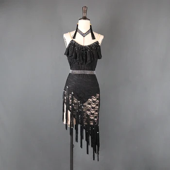 Black Latin Dance Performance Dress Competition Clothing Women Girls Salsa Dance Costumes Sexy Lace Fringe Dresses Dancing Wear
Black Latin Dance Performance Dress Competition Clothing Women Girls Salsa Dance Costumes Sexy Lace Fringe Dresses Dancing Wear