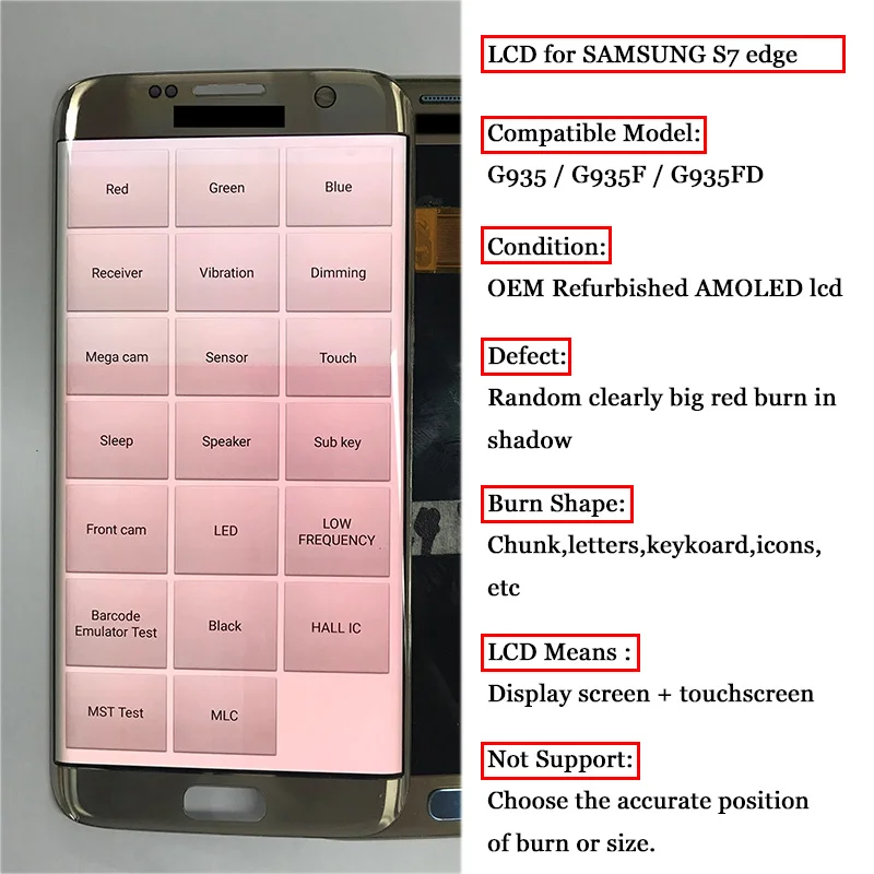 5.5'' Amoled Replacement Big Red Burn-Shadow Display For SAMSUNG S7 Edge Pantalla G935 G935F LCD Screen Repair With Frame
5.5'' Amoled Replacement Big Red Burn-Shadow Display For SAMSUNG S7 Edge Pantalla G935 G935F LCD Screen Repair With Frame