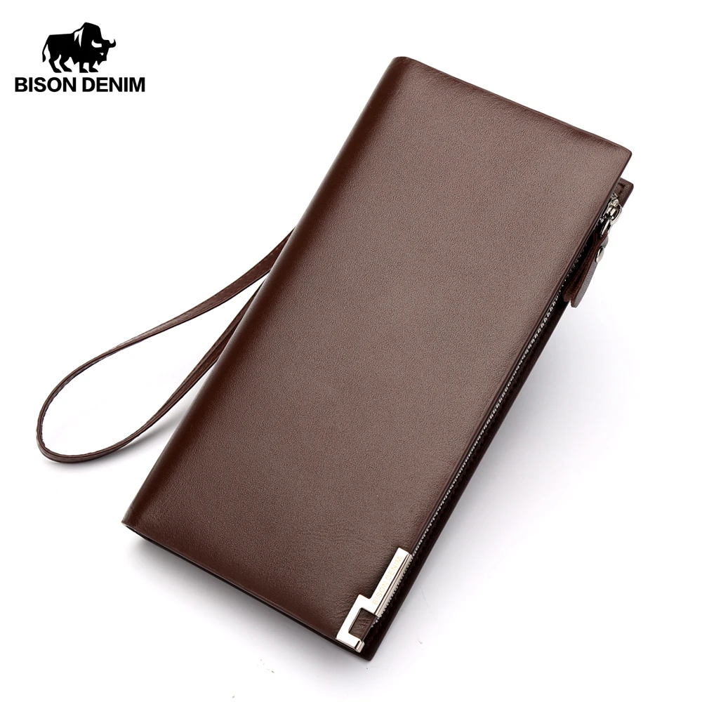 BISON DENIM Genuine Leather Wallet Men Business Clutch Wallets Coin Purse Coffee long wallet Organizer Zipper card holder N8017 
BISON DENIM Genuine Leather Wallet Men Business Clutch Wallets Coin Purse Coffee long wallet Organizer Zipper card holder N8017
