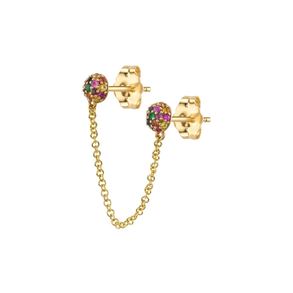 double piercing earring half ball stud 2 balls with tassel chain pave rainbow cz 925 sterling silver vermeil jewelry
double piercing earring half ball stud 2 balls with tassel chain pave rainbow cz 925 sterling silver vermeil jewelry