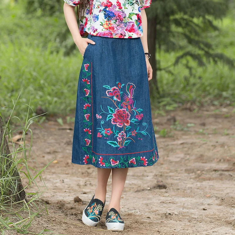 women Plus size floral embroidered long denim skirt womens maxi skirt pleated jeans skirts autumn ladies vintage casual saias
women Plus size floral embroidered long denim skirt womens maxi skirt pleated jeans skirts autumn ladies vintage casual saias