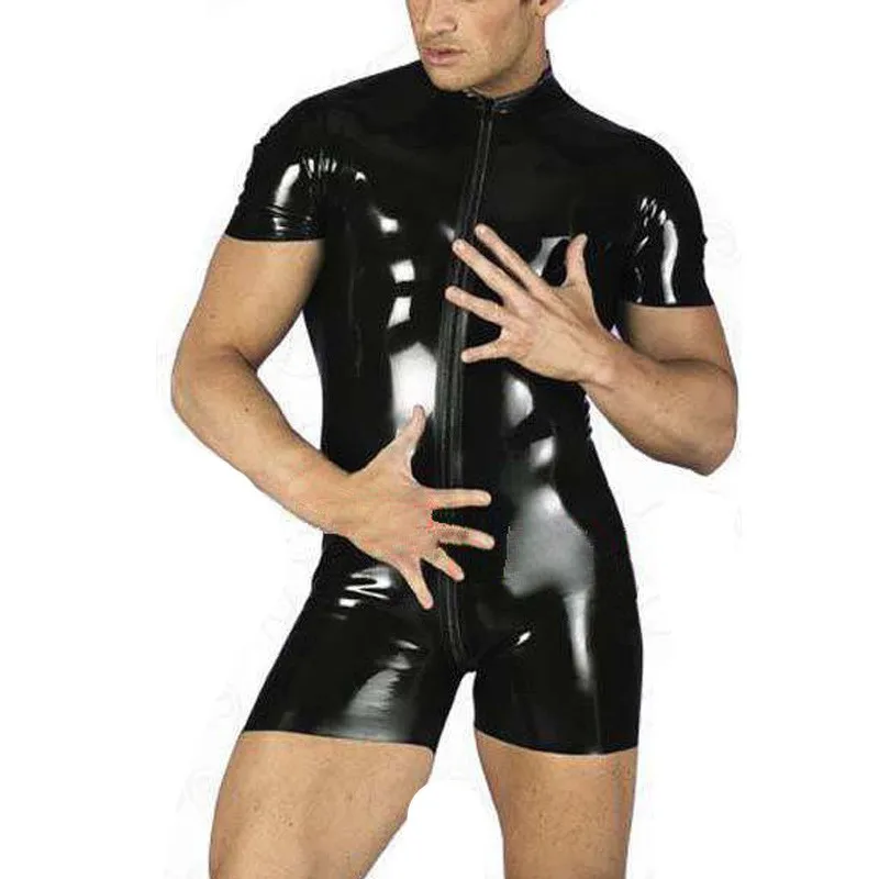 Cosplay&ware Men Sexy Faux Leather Latex Bodysuit Activewear Gay Male Elastic Catsuit Front Zipper Open Crotch Underwear Clubwear 13 Cosplay&ware Men Sexy Faux Leather Latex Bodysuit Activewear Gay Male Elastic Catsuit Front Zipper Open Crotch Underwear Clubwear -Zentai shop online