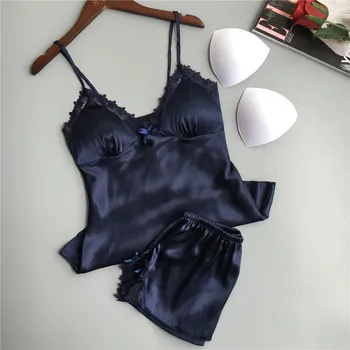 Voplidia Sexy Pajamas Set Faux Silk Lace Bow V-neck Sleepwear Lace Lingerie Mini Sleeveless Women Lingerie VOP004
Voplidia Sexy Pajamas Set Faux Silk Lace Bow V-neck Sleepwear Lace Lingerie Mini Sleeveless Women Lingerie VOP004