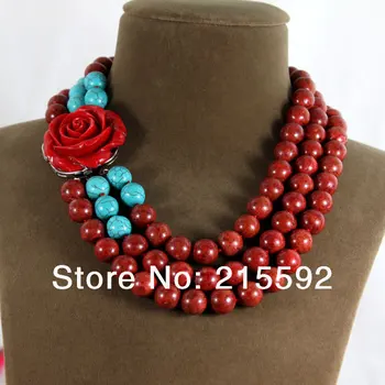 New Arrival 3 Rows Red Coral Necklace Fashion Red Rose Flower Pendant Necklace Wedding Jewelry Free Shipping CN006
New Arrival 3 Rows Red Coral Necklace Fashion Red Rose Flower Pendant Necklace Wedding Jewelry Free Shipping CN006