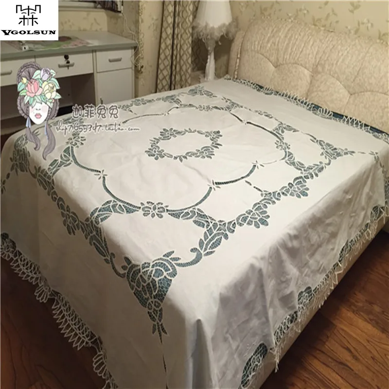 VGOLSUN Vintage 100%Cotton Flat Sheet Europe Style Handmade Batternburg Lace Embroidered 1pc Sheet Queen Size 
VGOLSUN Vintage 100%Cotton Flat Sheet Europe Style Handmade Batternburg Lace Embroidered 1pc Sheet Queen Size