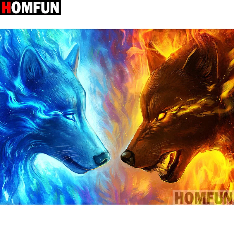 HOMFUN Full Square/Round Drill 5D DIY Diamond Painting "Ice fire wolf" 3D Embroidery Cross Stitch 5D Home A01080
HOMFUN Full Square/Round Drill 5D DIY Diamond Painting "Ice fire wolf" 3D Embroidery Cross Stitch 5D Home A01080