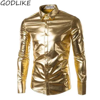2019 Men's Trend Night Club Coated Metallic Halloween Gold Silver Button Down Shirts Party Shiny Long Sleeves Dress Shirts
2019 Men's Trend Night Club Coated Metallic Halloween Gold Silver Button Down Shirts Party Shiny Long Sleeves Dress Shirts