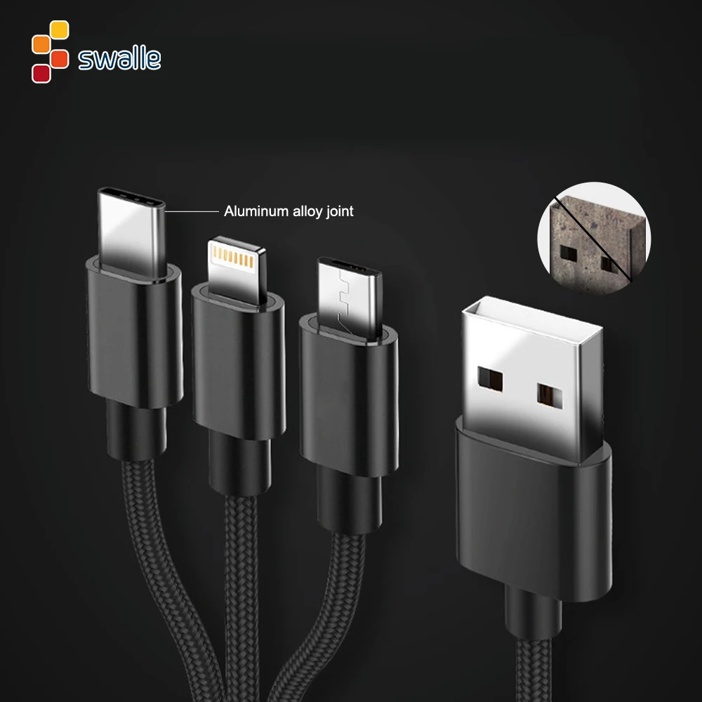 Swalle 2A 3in1 USB Cable for Samsung S9 S8 for iPhone X 8 7 6 Cable Micro USB Type C Cable Fast Charging Cable Charger Cord
Swalle 2A 3in1 USB Cable for Samsung S9 S8 for iPhone X 8 7 6 Cable Micro USB Type C Cable Fast Charging Cable Charger Cord
