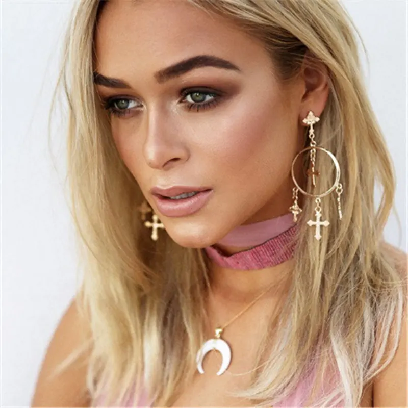 Asymmetric Earrings Gold Color Big Hollow Cross Round Circle Long Drop Earrings For Women Fashion Ear Jewelry Gift
Asymmetric Earrings Gold Color Big Hollow Cross Round Circle Long Drop Earrings For Women Fashion Ear Jewelry Gift