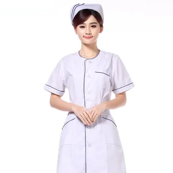 Free Shipping Collarless White Blue Edge Nurse Uniform Hospital Guide Work Dress Pharmacy Summer Short Sleeve Clothing Cheap 
Free Shipping Collarless White Blue Edge Nurse Uniform Hospital Guide Work Dress Pharmacy Summer Short Sleeve Clothing Cheap