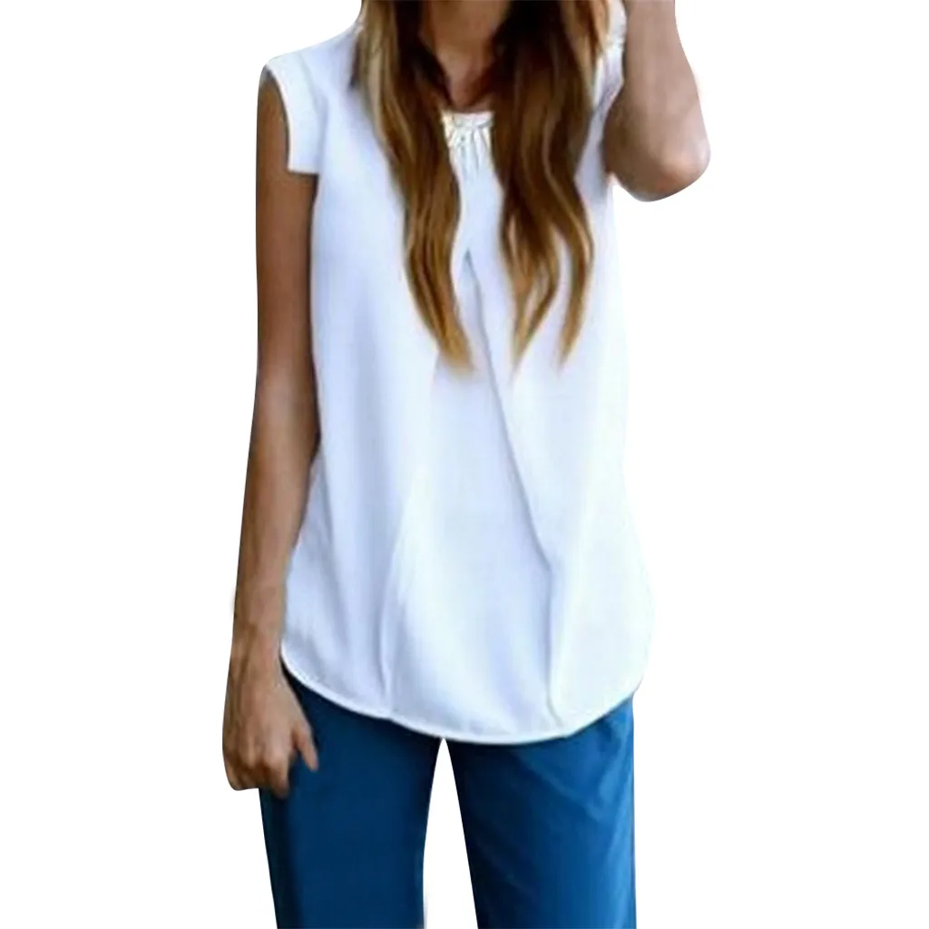 blusas mujer de moda 2019 women's blouse shirt Women's Sleeveless Wrinkle O-Neck Casual Solid Chiffon Shirt Blouse
blusas mujer de moda 2019 women's blouse shirt Women's Sleeveless Wrinkle O-Neck Casual Solid Chiffon Shirt Blouse