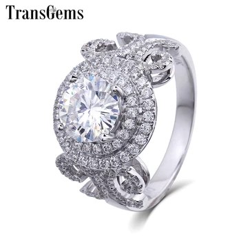 TransGems 1 Carat Lab Grown Moissanite Diamond Wedding Halo Ring lab Diamond Accents Solid 14K White Gold Women Band
TransGems 1 Carat Lab Grown Moissanite Diamond Wedding Halo Ring lab Diamond Accents Solid 14K White Gold Women Band