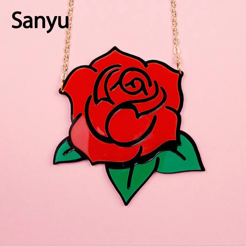 Fashion Long Gold Chain Red Rose Acrylic Pendant Necklace for Female Trendy Flower Sweater Necklace Accessaries Decorations 2019
Fashion Long Gold Chain Red Rose Acrylic Pendant Necklace for Female Trendy Flower Sweater Necklace Accessaries Decorations 2019
