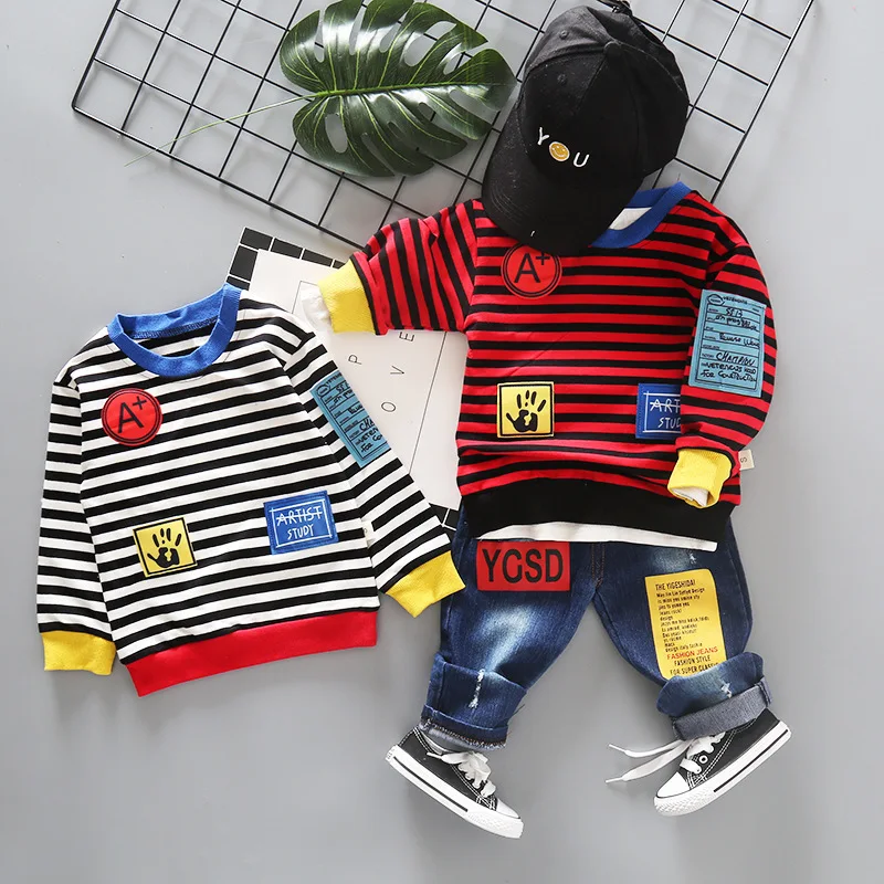 Summer Children Baby Boys Girls Clothes Striped Sweatshirt Jeans 2pcs/Sets Child Toddler Fashion Cotton Clothing Kids Tracksuits
Summer Children Baby Boys Girls Clothes Striped Sweatshirt Jeans 2pcs/Sets Child Toddler Fashion Cotton Clothing Kids Tracksuits