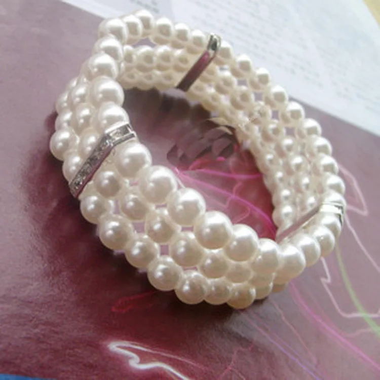 Fashion Women's Three-layer Rhinestone Imitation Pearl Bracelet Elegant Flash Drill Multi-layer Elastic Bracelet Bridal Jewelry
Fashion Women's Three-layer Rhinestone Imitation Pearl Bracelet Elegant Flash Drill Multi-layer Elastic Bracelet Bridal Jewelry