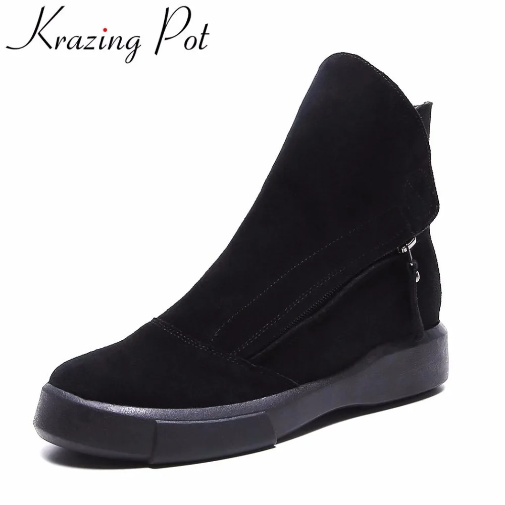 Krazing Pot genuine leather fashion winter boots flat with superstar cowboy runway keep warm handmade women ankle boots L78
Krazing Pot genuine leather fashion winter boots flat with superstar cowboy runway keep warm handmade women ankle boots L78