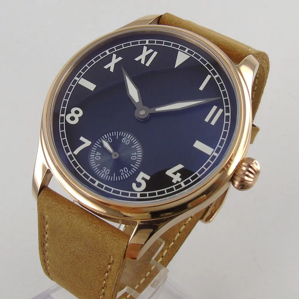 Valentines gifts Romantic 44mm parnis Black Dial Rose Golden Plated Case Leather strap 6498 Hand Wind Mechanical men's Watch
Valentines gifts Romantic 44mm parnis Black Dial Rose Golden Plated Case Leather strap 6498 Hand Wind Mechanical men's Watch
