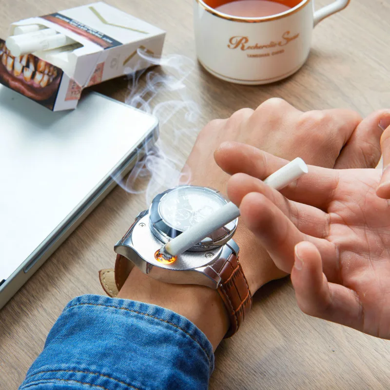 USB Lighter Watches Rechargeable Date Clock Electronic Men's Casual Wristwatches Windproof Flameless Cigarette Lighter
USB Lighter Watches Rechargeable Date Clock Electronic Men's Casual Wristwatches Windproof Flameless Cigarette Lighter