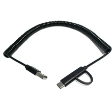 Free Shipping Metal shell USB 3.1 type-c & Micro USB 2-in-1 Spring retractable Cable for OnePlus ZUK Android phone and tablet