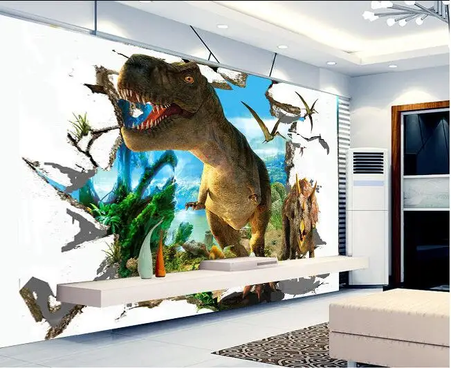 Фото 3d обои на заказ настенные нетканые наклейки 3 d Юрского Периода Динозавры фон