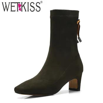 WETKISS New High Heels Women Ankle Boots Fur Suede Footwear Cross Tied Rubber Stretch Boot Square Toe Shoes Women 2018 New Black
WETKISS New High Heels Women Ankle Boots Fur Suede Footwear Cross Tied Rubber Stretch Boot Square Toe Shoes Women 2018 New Black