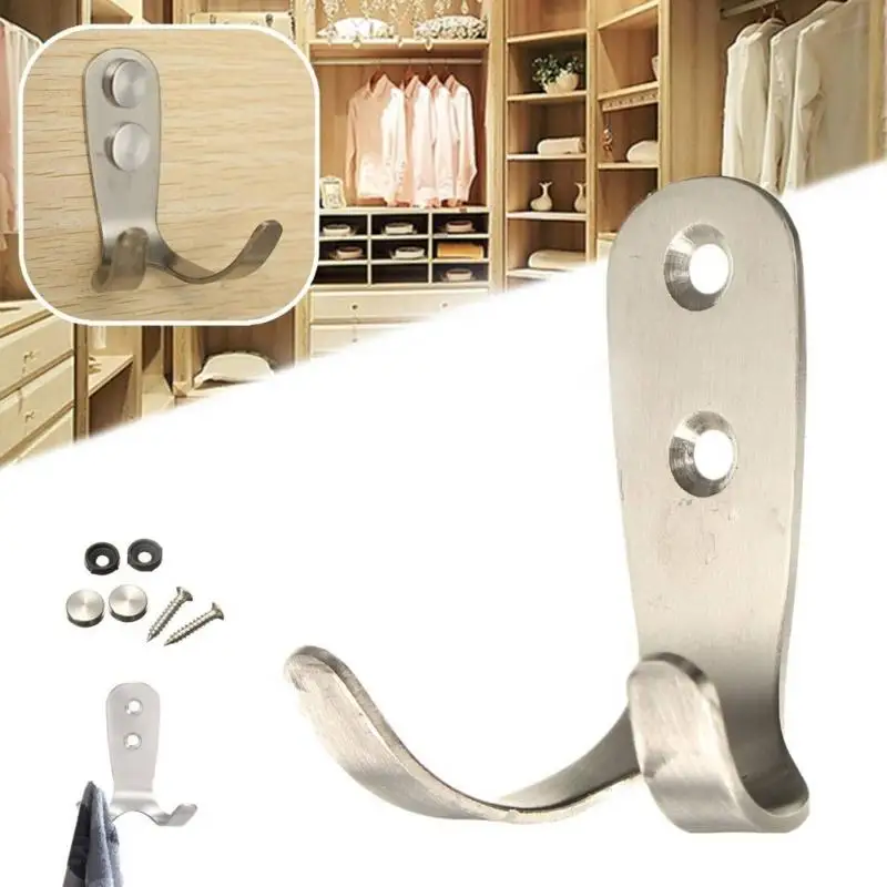 NEW Double Hooks Design Multifunction Wardrobe Robe Clothes hanger Home Kitchen Stainless Steel Door Bathroom Wall Hook holder
NEW Double Hooks Design Multifunction Wardrobe Robe Clothes hanger Home Kitchen Stainless Steel Door Bathroom Wall Hook holder