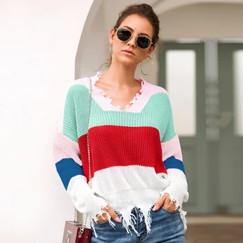 2019 Tassel Deep V Knitted Pullover Female Autumn Winter Long Sleeve Knit Crochet Sweaters Women Jumper Top Vestidos
2019 Tassel Deep V Knitted Pullover Female Autumn Winter Long Sleeve Knit Crochet Sweaters Women Jumper Top Vestidos