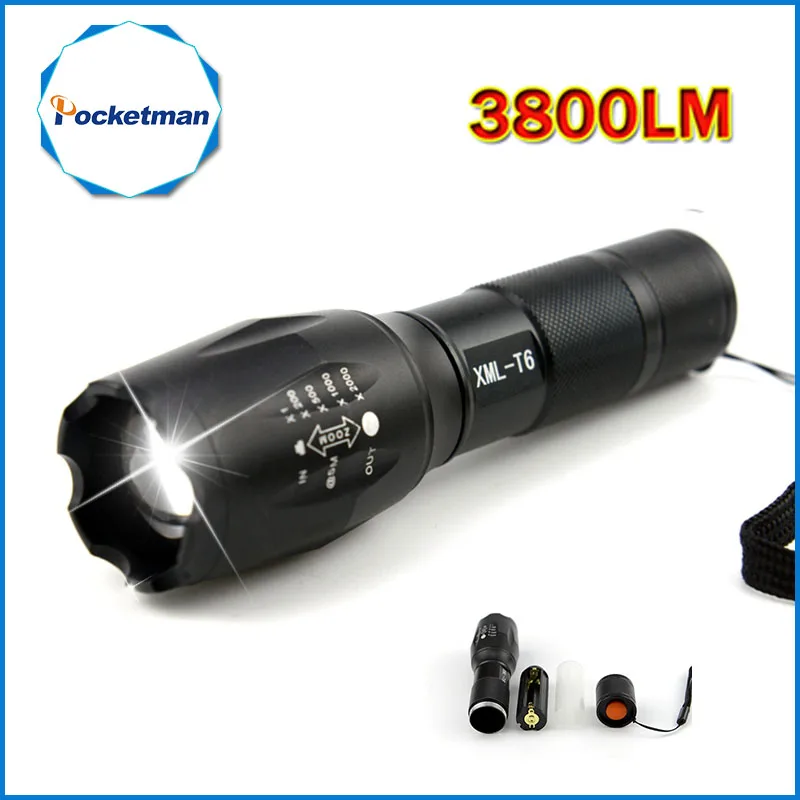 

E17 CREE XM-L T6 3800Lumens cree led Torch Zoomable cree LED Flashlight Torch light For 3xAAA or 1x18650 Free shipping
