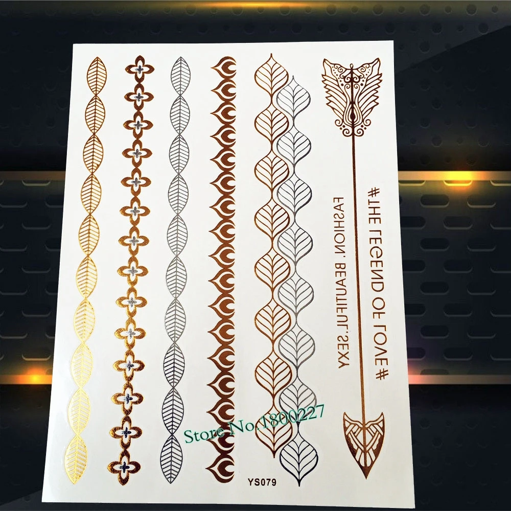 Love Arrows Gold Temporary Tattoo Sticker PYS-79 Sexy Women Summer Style Tattoo Fake Flash Gold Metallic Tattoo Bracelet
Love Arrows Gold Temporary Tattoo Sticker PYS-79 Sexy Women Summer Style Tattoo Fake Flash Gold Metallic Tattoo Bracelet