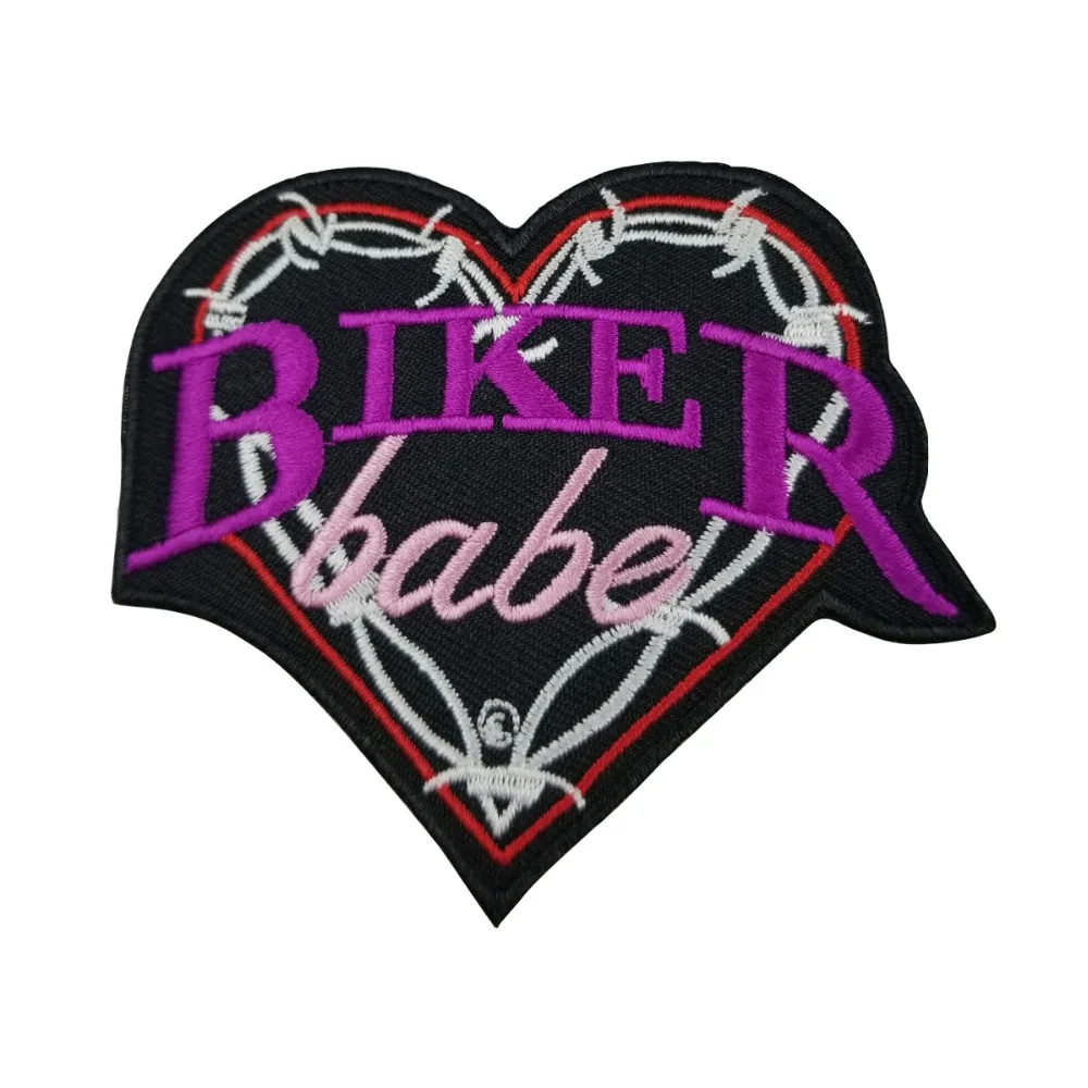 Heart shape biker babe patch Custom iron on Embroider Patches clothing decoration Free Shipping cloth stickers (1)