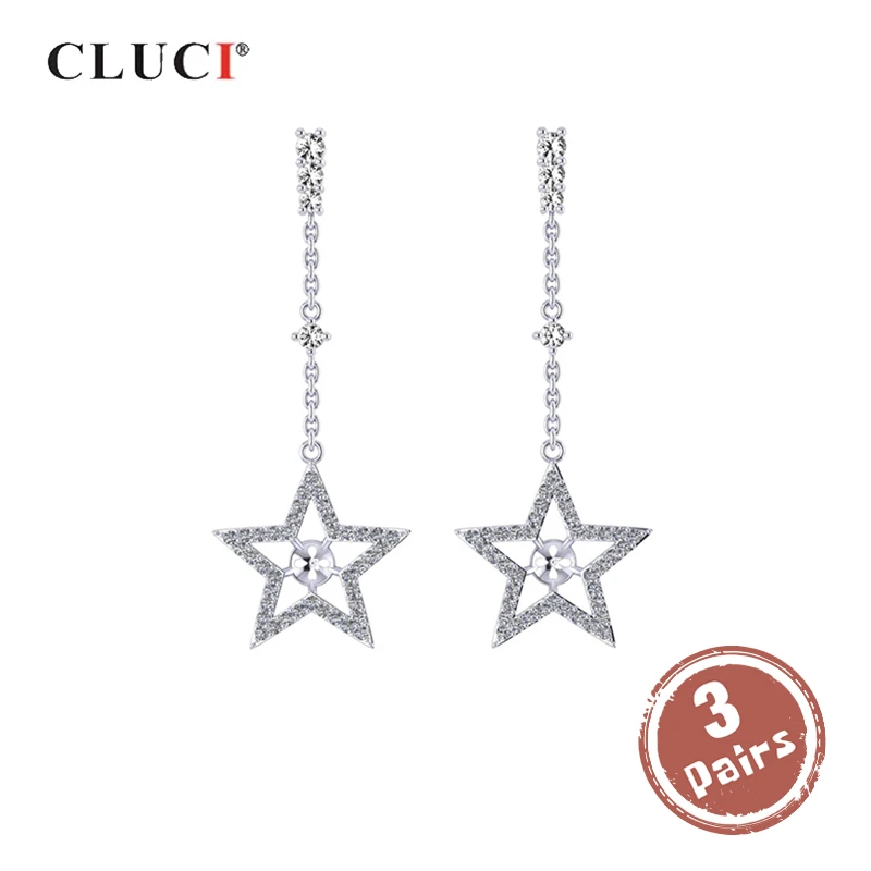 CLUCI 3 pair wholesale Silver 925 Star Drop Earrings for Women Anniversary 925 Sterling Silver Pearl Mounting Earrings Jewelry
CLUCI 3 pair wholesale Silver 925 Star Drop Earrings for Women Anniversary 925 Sterling Silver Pearl Mounting Earrings Jewelry