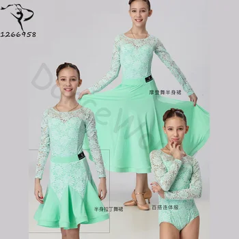 sexy new children's Latin dance modern 3piece set for latin and ballroom bodysuit short and long skirt 110-170cm green/blue
sexy new children's Latin dance modern 3piece set for latin and ballroom bodysuit short and long skirt 110-170cm green/blue