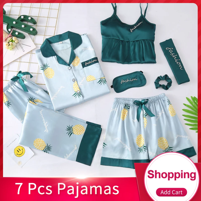 7 Pcs/Set Ladies Pyjama Set 2019 Pajamas 7 Pieces for Women Nightwear Sleep Clothes Suit Sweet Home Negligee Sleepwear Pajamas
7 Pcs/Set Ladies Pyjama Set 2019 Pajamas 7 Pieces for Women Nightwear Sleep Clothes Suit Sweet Home Negligee Sleepwear Pajamas