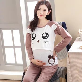 2019 Maternity Sleepwear Cartoon Tops Pants 2 PCS Pregnant Nursing Nightgown Cotton Pregnancy Nightwear Breastfeeding Pajama 
2019 Maternity Sleepwear Cartoon Tops Pants 2 PCS Pregnant Nursing Nightgown Cotton Pregnancy Nightwear Breastfeeding Pajama