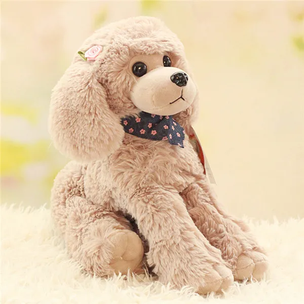 Cute Dog plush toys Poodle Bichon Frise puppy stuffed warm animal toys - Camel 2