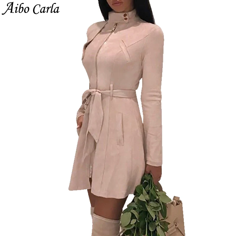 Autumn Faux Suede Leather Dress Fashion Winter Women Zippers Dress with belt Vintage A Line Party Dresses High Waist vestido 
Autumn Faux Suede Leather Dress Fashion Winter Women Zippers Dress with belt Vintage A Line Party Dresses High Waist vestido