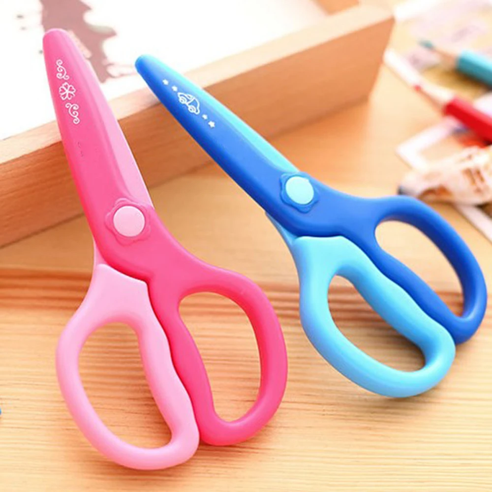 1 Pcs Mini Safety Round Head Plastic Scissors Student Kids Paper Cutting Minions Supplies for Kindergarten School | Канцтовары для