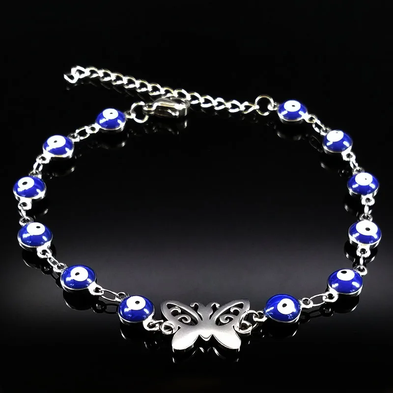 2019 Silver Color Butterfly Stainless Steel Charms Bracelet for Women Blue Evil Eye Bracelet Jewelry Gift bijoux femme B17912
2019 Silver Color Butterfly Stainless Steel Charms Bracelet for Women Blue Evil Eye Bracelet Jewelry Gift bijoux femme B17912
