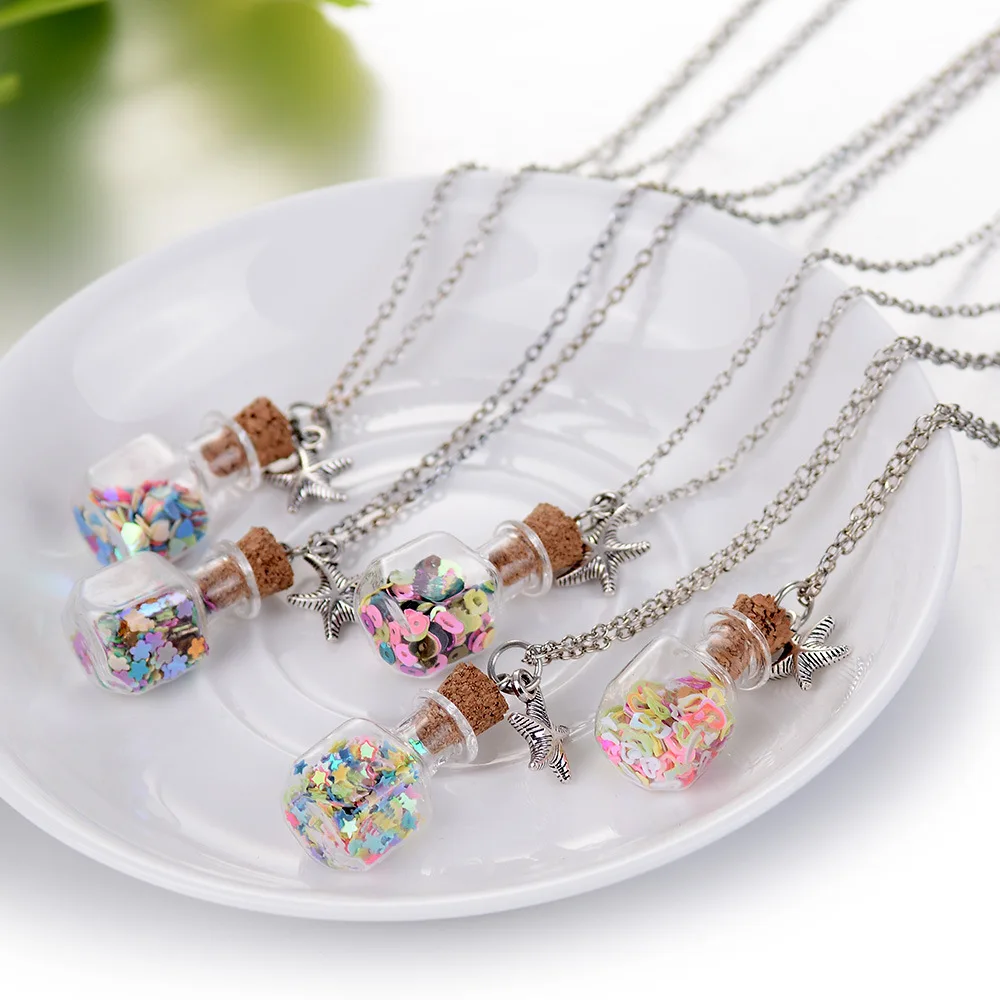 12pcs New hot DIY Star Pendant & Necklace Dandelion Wish Necklace Glass sequins drift bottles Chain Long Necklace For Women 
12pcs New hot DIY Star Pendant & Necklace Dandelion Wish Necklace Glass sequins drift bottles Chain Long Necklace For Women