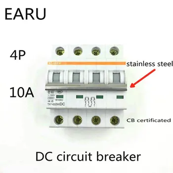 

4P 10A DC 1000V DC Circuit Breaker MCB for PV Solar Energy Photovoltaic System Battery C curve CB Certificated Din Rail Mounted