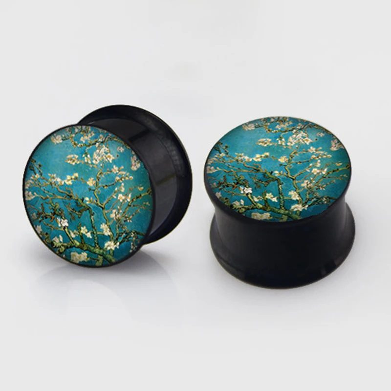 1 pair Vintage Green Flower Steel Ear plug gauges stainless steel anodized black double flare ear plug flesh tunnel ear expander
1 pair Vintage Green Flower Steel Ear plug gauges stainless steel anodized black double flare ear plug flesh tunnel ear expander