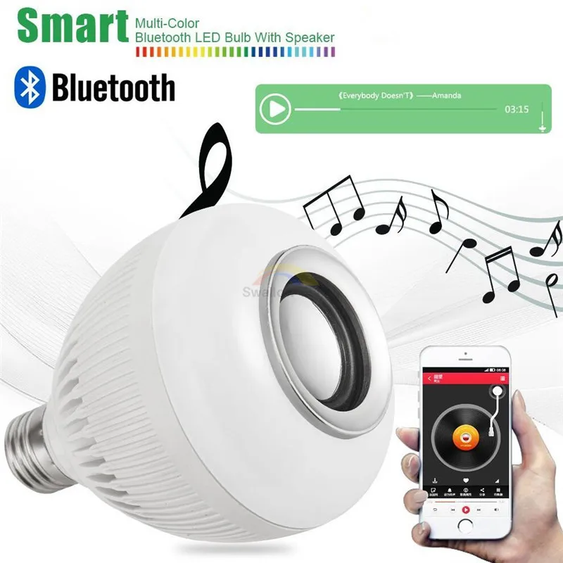 Wireless bluetooth 12W LED speaker bulb Audio Speaker E27 Colorful music playing & Lighting With 24 Keys IR remote Control
Wireless bluetooth 12W LED speaker bulb Audio Speaker E27 Colorful music playing & Lighting With 24 Keys IR remote Control